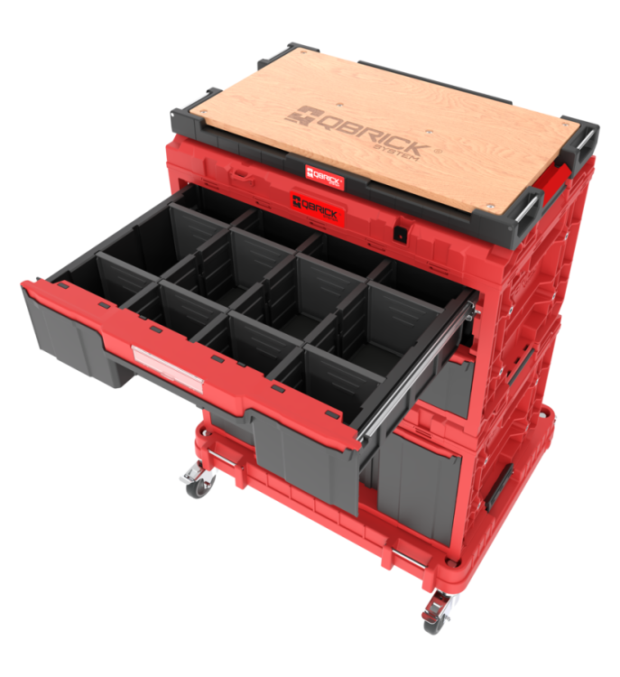 Zestaw skrzyń narzędziowych Qbrick System ONE Red Workshop Drawers Set 7