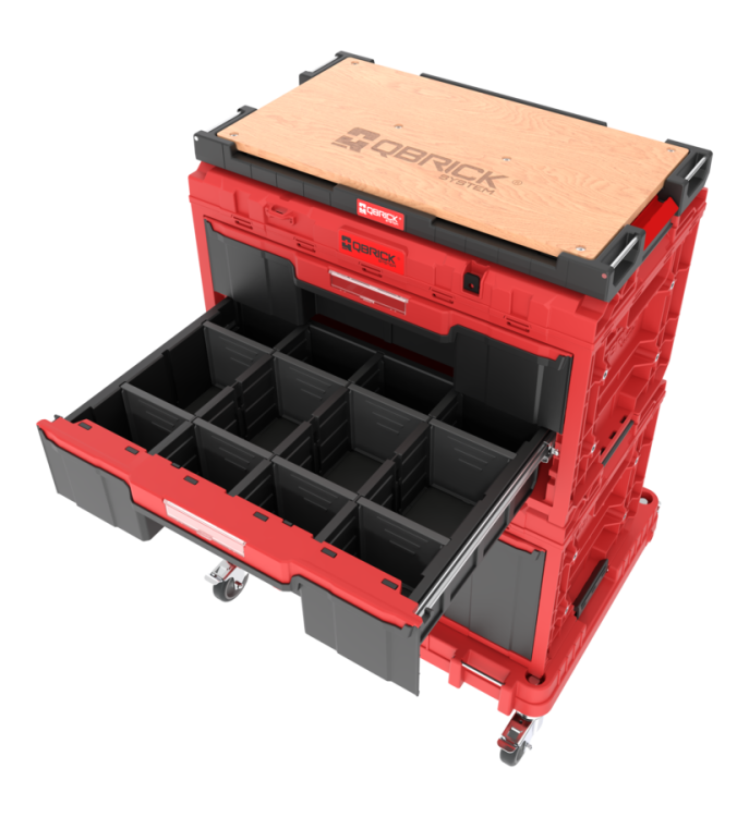 Zestaw skrzyń narzędziowych Qbrick System ONE Red Workshop Drawers Set 7