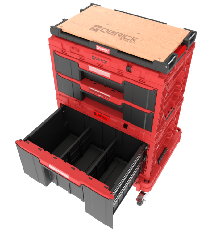Zestaw skrzyń narzędziowych Qbrick System ONE Red Workshop Drawers Set 7