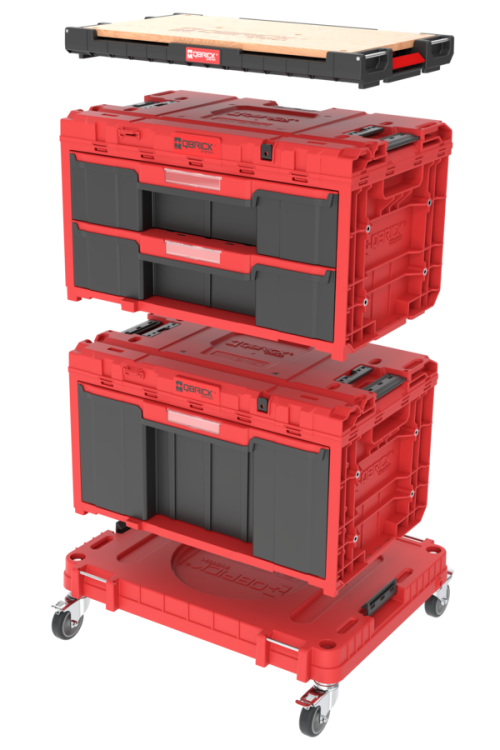 Zestaw skrzyń narzędziowych Qbrick System ONE Red Workshop Drawers Set 7
