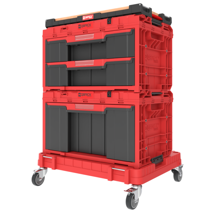 Zestaw skrzyń narzędziowych Qbrick System ONE Red Workshop Drawers Set 7