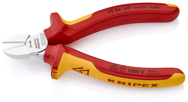 KNIPEX 70 06 140 VDE – izolowane szczypce boczne 1000 V z chromowaną główką