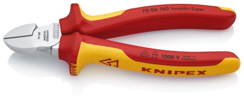 KNIPEX 70 06 160 VDE – izolowane szczypce boczne 1000 V z chromowaną główką