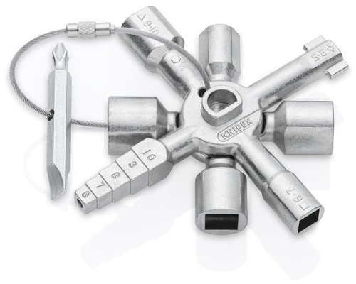KNIPEX 00 11 01 TwinKey – klucz wielofunkcyjny do szaf sterowniczych, 10 profili