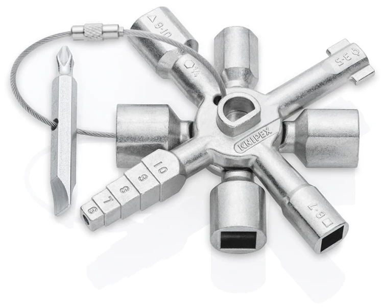 KNIPEX 00 11 01 TwinKey – klucz wielofunkcyjny do szaf sterowniczych, 10 profili