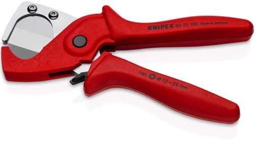 KNIPEX 90 25 185 – lekkie nożyce do rur PEX i rur kompozytowych 12–25 mm