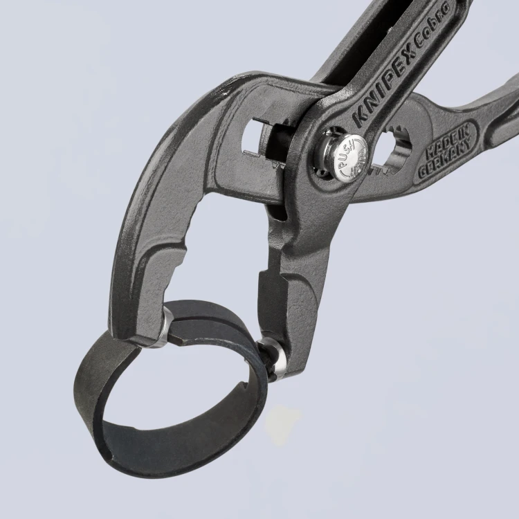 KNIPEX 85 51 180 A – chwyt opaski sprężynowej w szczękach narzędzia