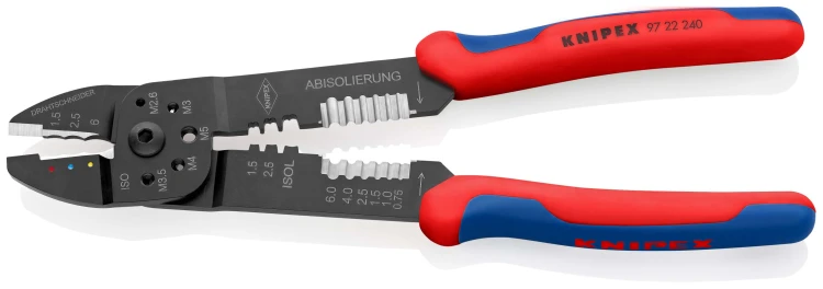KNIPEX 97 22 240 wielofunkcyjne szczypce elektryczne do cięcia kabli, odizolowywania przewodów i zaciskania końcówek