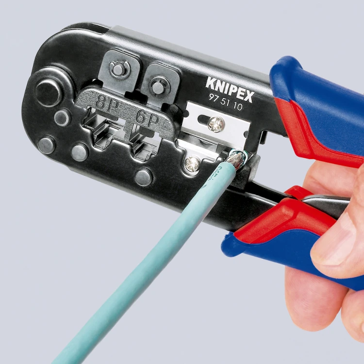 Zaciskarka RJ45 z funkcją cięcia przewodów KNIPEX