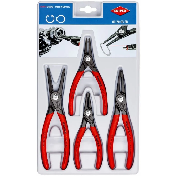 2 KNIPEX 00 19 56 – zestaw 4 szczypiec do pierścieni osadczych wewnętrznych i zewnętrznych 19–60 mm (id: 4587)