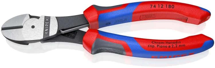 KNIPEX 74 12 180 – szczypce tnące boczne o zwiększonym przełożeniu 180 mm