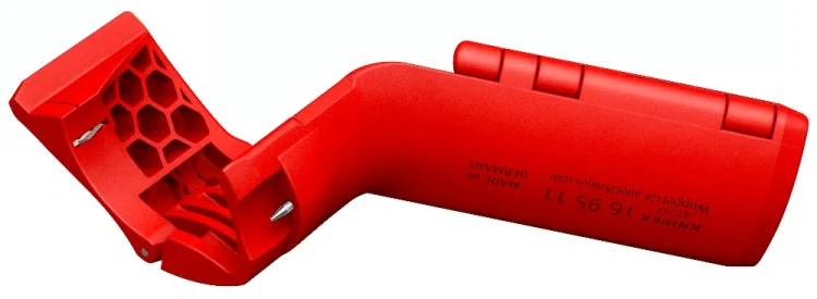 KNIPEX 16 95 11 ErgoStrip XL – otwarte narzędzie do ściągania izolacji z kabli okrągłych Ø 12–28 mm, z widocznymi elementami tnącymi i konstrukcją wewnętrzną.
