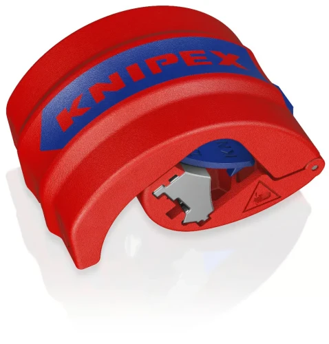 KNIPEX 90 22 10 V01 BiX CT56 – kompaktowy obcinak do rur karbowanych Ø 19–56 mm z wyjmowaną wkładką i ostrzem do precyzyjnego cięcia peszli.